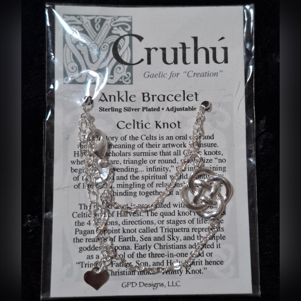 ☸️925 Silver Celtic Knot Gaelic Ankle Bracelet